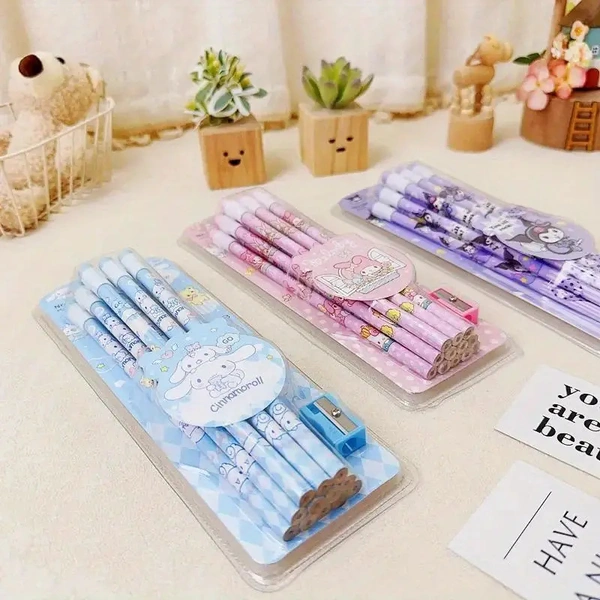 CUTE RABBIT BEAR DRAWING GRAPHITE WRITING PENCIL SET WITH PENCIL SHARPENER & ERASER(14 Pcs Set)