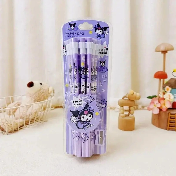 CUTE RABBIT BEAR DRAWING GRAPHITE WRITING PENCIL SET WITH PENCIL SHARPENER & ERASER(14 Pcs Set)