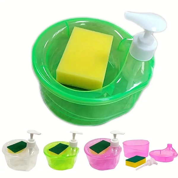 DOUBLE LAYER LIQUID SOAP DISPENSER WITH PUMP AND SPONGE (2in1)