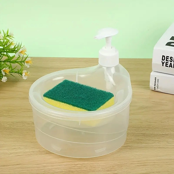 DOUBLE LAYER LIQUID SOAP DISPENSER WITH PUMP AND SPONGE (2in1)