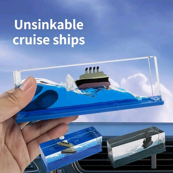 SKVWORLD Titanic Liquid Wave Showpiece – Mesmerizing Cruise Ship Decor for Car Dashboard, Home & Office | Unique Gift & Paperweight
