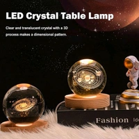 3D Galaxy Crystal Ball Night Light – Engraved LED Lamp with USB & Wooden Base | Stunning Home Décor, Office, Kids’ Bedroom & Perfect Gift – SKVWORLD