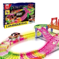 Luminous Rail Car Track Bend Flex and Glow tracks-85 Pieces,Plastic Magic 10 feet Long Flexible Tracks car Play Set for Kids (Multi Color)