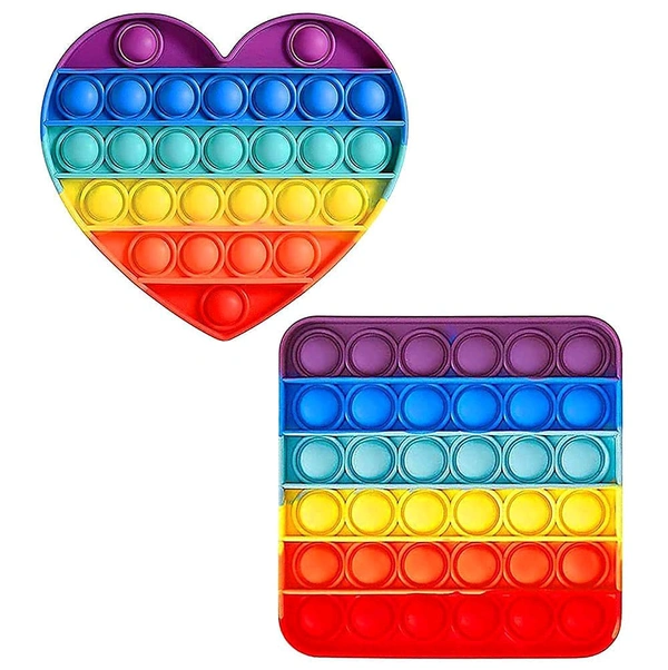 Rainbow Square Pop Push Bubble Popping It, Silicone Anxiety Relies and Stress Reliever Autism Learning Materials Gift for Kids Teens Adult