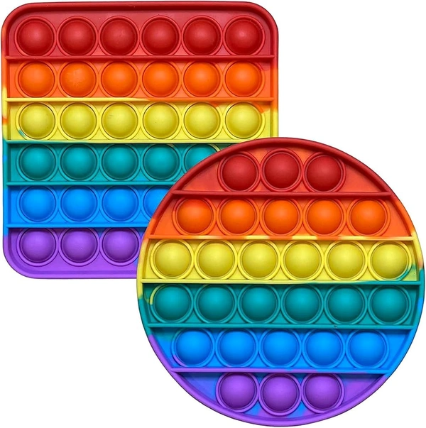 Rainbow Square Pop Push Bubble Popping It, Silicone Anxiety Relies and Stress Reliever Autism Learning Materials Gift for Kids Teens Adult