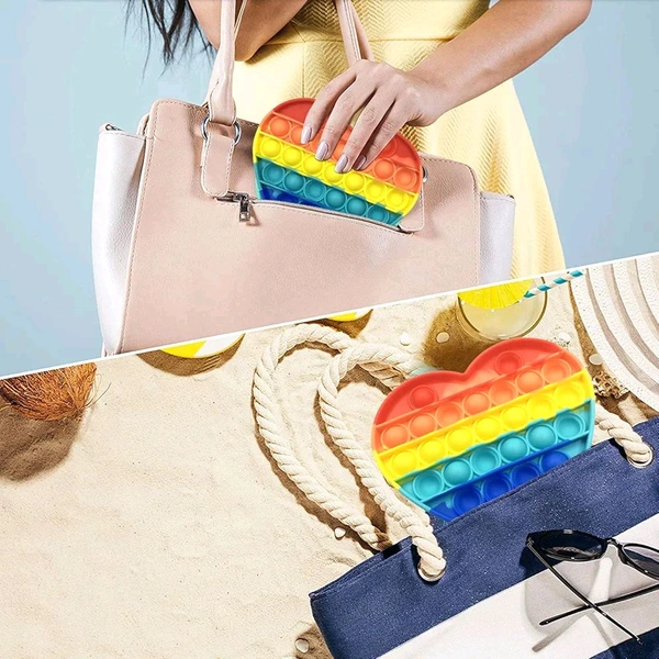 Rainbow Square Pop Push Bubble Popping It, Silicone Anxiety Relies and Stress Reliever Autism Learning Materials Gift for Kids Teens Adult