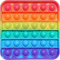 Rainbow Square Pop Push Bubble Popping It, Silicone Anxiety Relies and Stress Reliever Autism Learning Materials Gift for Kids Teens Adult