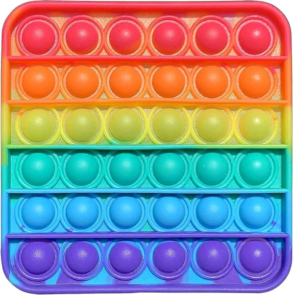 Rainbow Square Pop Push Bubble Popping It, Silicone Anxiety Relies and Stress Reliever Autism Learning Materials Gift for Kids Teens Adult