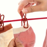 🧺 Multi-Color Stretchable Clothesline with 12 Clips & 2 Hooks – Strong, Portable & Durable! 