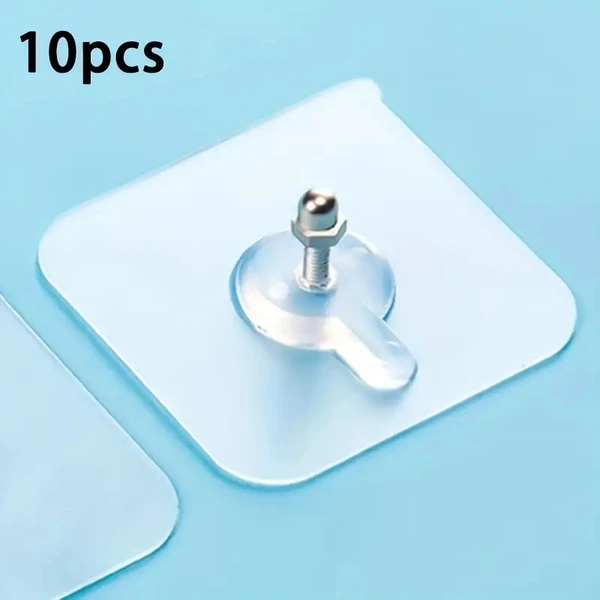 10pcs Punch-Free Screw Stickers Wall Hook, Non-Marking Hook, Traceless Picture Hanging Hook, Kitchen Bathroom Hanger Hook, Adhesive Wall Hook