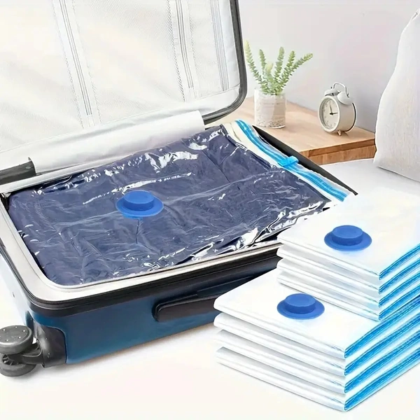 Vacuum Storage Bags – 5-Pack with Suction Pump, Durable, Water-Resistant Compression Bags for Clothes, Bedding, Travel & Home Organization