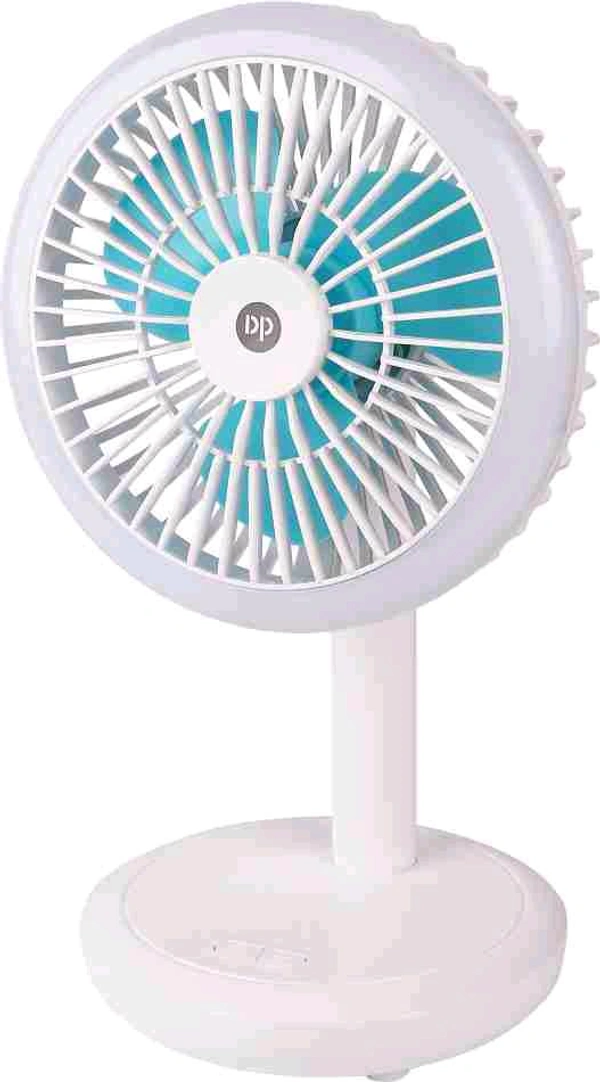 DP-7632 Rechargeable USB Fan – 3-Speed, LED Light, 4000mAh Battery, Portable Table Fan