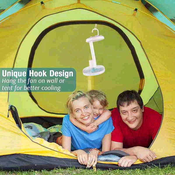 DP-7632 Rechargeable USB Fan – 3-Speed, LED Light, 4000mAh Battery, Portable Table Fan
