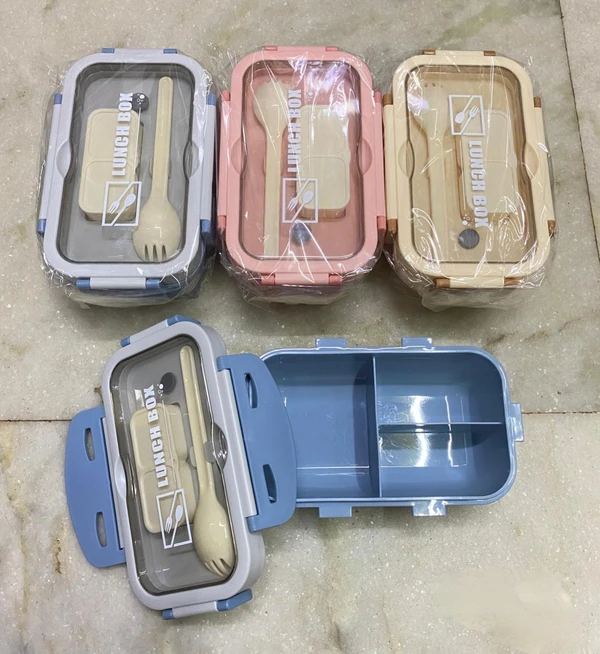 Premium Food Grade Plastic Lunch Box* With Spoon N Small Container