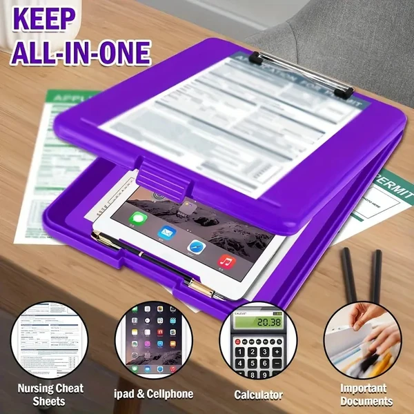 A4 Clip Pad/Clipboard with Storage Case for Paper and Document Storage