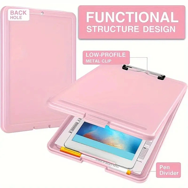 A4 Clip Pad/Clipboard with Storage Case for Paper and Document Storage