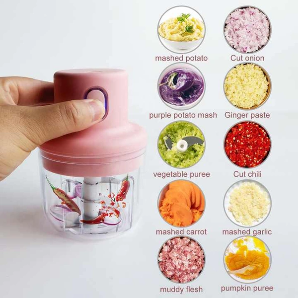  SKVWORLD Electric Mini Garlic Chopper | USB Rechargeable Food Chopper | Fast & Efficient Garlic, Fruit & Vegetable Cutter