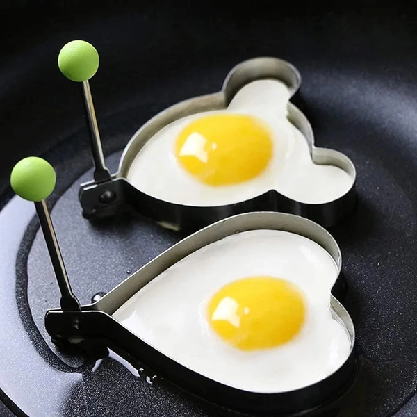 SKVWORLD 4-Piece Stainless Steel Egg Ring Set | Non-Stick Pancake & Egg Mold  | Perfect for Breakfast, Cooking & Baking 
