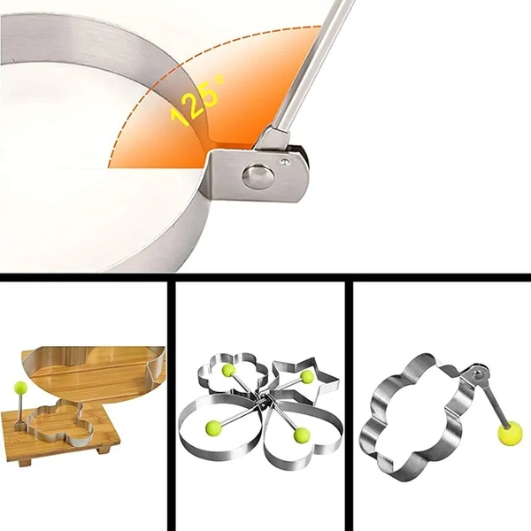 SKVWORLD 4-Piece Stainless Steel Egg Ring Set | Non-Stick Pancake & Egg Mold  | Perfect for Breakfast, Cooking & Baking 