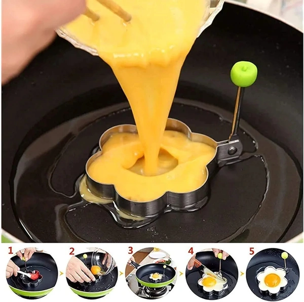 SKVWORLD 4-Piece Stainless Steel Egg Ring Set | Non-Stick Pancake & Egg Mold  | Perfect for Breakfast, Cooking & Baking 