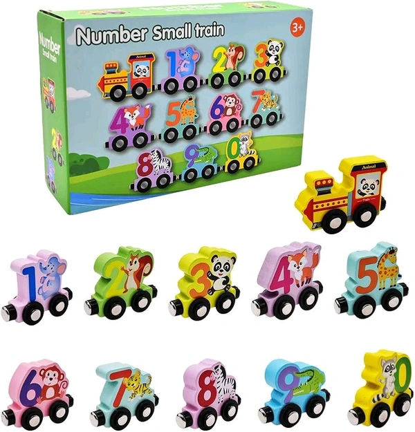 Magnetic Wooden Train Set – Colorful Number & Animal Learning Toy for Kids & Toddlers