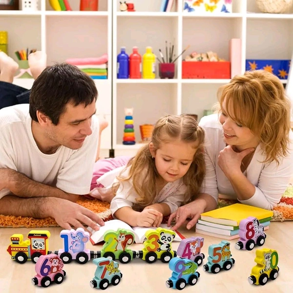 Magnetic Wooden Train Set – Colorful Number & Animal Learning Toy for Kids & Toddlers