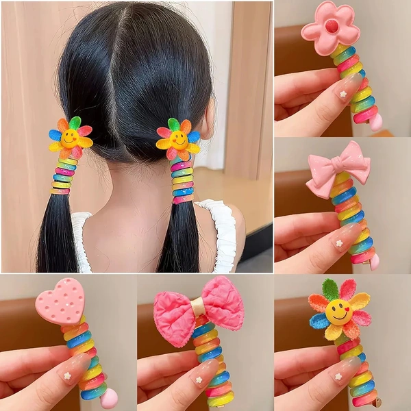 Colorful Telephone Wire Hair Bands for Kids ( Multi Color & Design )