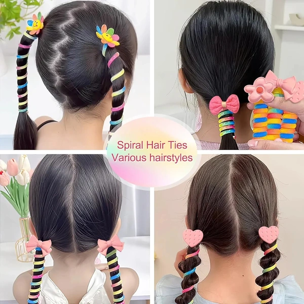 Colorful Telephone Wire Hair Bands for Kids ( Multi Color & Design )