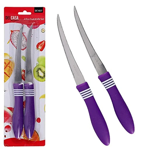 2 Pcs Fruit Knife Set High Grade Stainless Steel (Multi Colour)