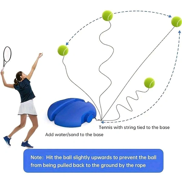 Tennis Training Device Base Set with Rebound Ball & Rope – Solo Practice Trainer for Beginners & Pros | SKVWORLD 