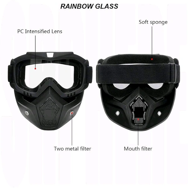 SKVWORLD Motorcycle Goggles Mask with UV Protection & Detachable Face Shield – Ultimate Riding Gear