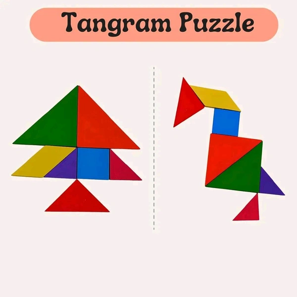  3 in 1 Puzzle Toy for Kids/Toddler Educational Puzzle Tangram Game Chess XO Tic-tac-Toe Building Blocks Early Education Toy Brain Games for Kids of 3 to 6 Years
