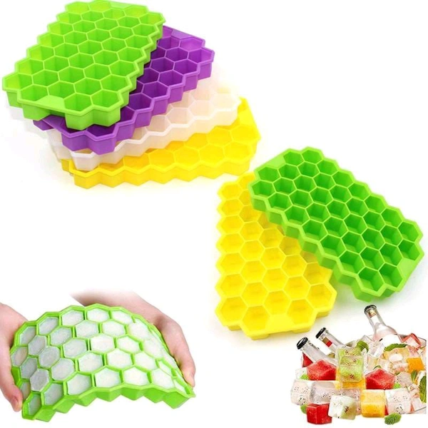 Flexible Silicone Honeycomb Shape Ice Cube Tray -37 Grids Cavity Mold for Cocktail, Whiskey, Coffee, Fruit Juice, Soft Drink