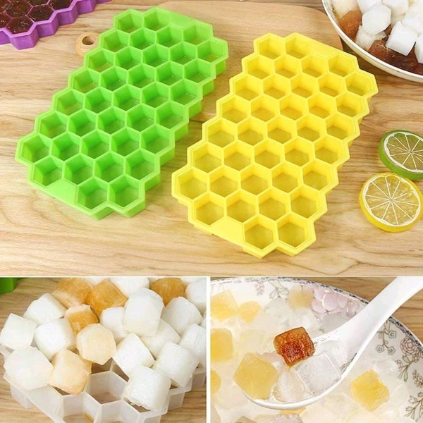 Flexible Silicone Honeycomb Shape Ice Cube Tray -37 Grids Cavity Mold for Cocktail, Whiskey, Coffee, Fruit Juice, Soft Drink