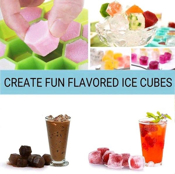 Flexible Silicone Honeycomb Shape Ice Cube Tray -37 Grids Cavity Mold for Cocktail, Whiskey, Coffee, Fruit Juice, Soft Drink