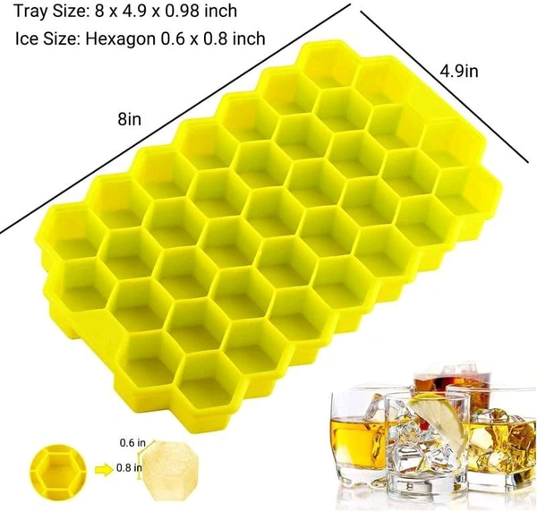 Flexible Silicone Honeycomb Shape Ice Cube Tray -37 Grids Cavity Mold for Cocktail, Whiskey, Coffee, Fruit Juice, Soft Drink
