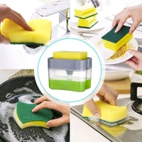 LIQUID SOAP DISPENSER ON COUNTERTOP WITH SPONGE HOLDER