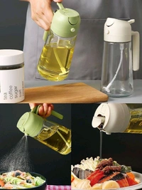 2-in-1 Oil Dispenser & Mist Spray Bottle | 500ml Leakproof Glass Oil Sprayer for Cooking, Baking, Air Fryer, Salad, Frying, Vinegar & More