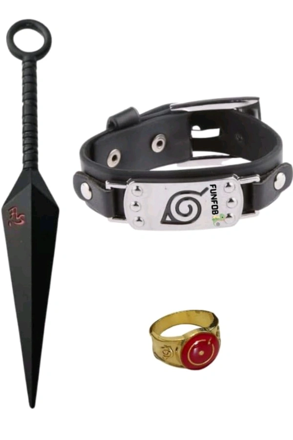 Naruto Bracelet Ring & Action Tool Pack Of 3 Items For Anime Fans