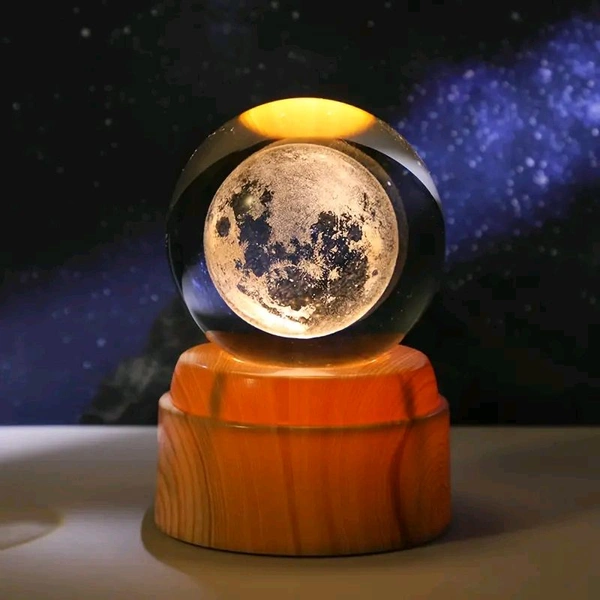 Galaxy & Saturn System Rotating Crystal Ball – 3D LED Light Display & Space Décor