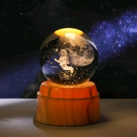 Galaxy & Saturn System Rotating Crystal Ball – 3D LED Light Display & Space Décor