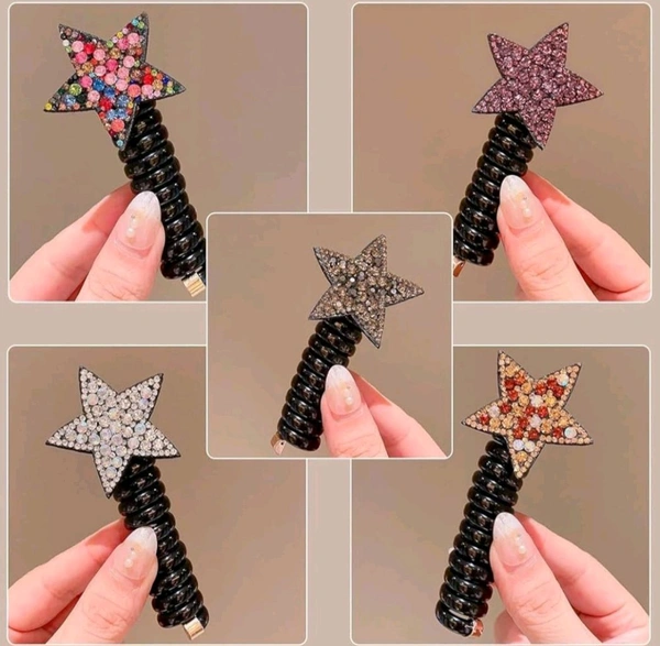 Curly Hair Telephone Hair Band For Kids (Black)  ( Pack Of 2 )
