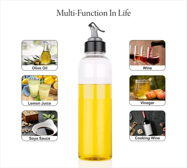 Plastic 1 litres Oil Dispenser for Cooking, Easy Flow Oil and Vinegar Bottle, Oil Pourer, Liquid Dispenser, Transparent, Unbreakable (pack of 1)