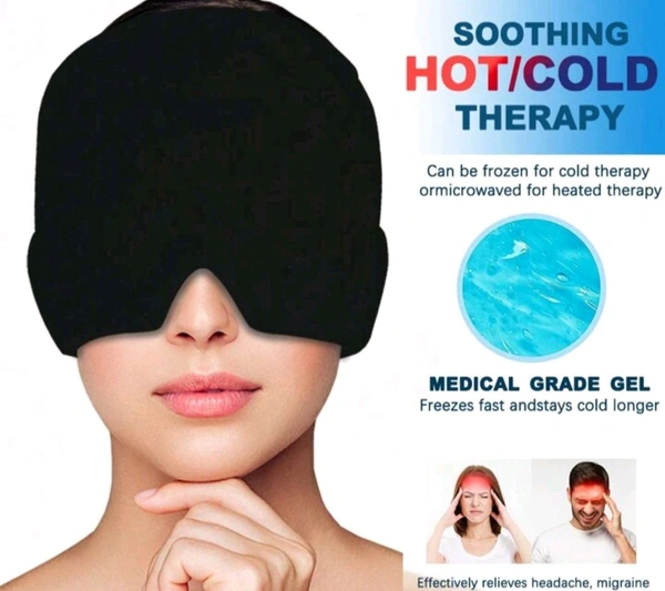 Headache Relief Cap, Gel Ice Head Wrap, Hot and Cold Therapy, Headache Eyes Mask for Sinus