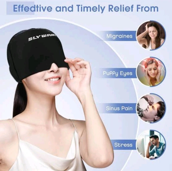 Headache Relief Cap, Gel Ice Head Wrap, Hot and Cold Therapy, Headache Eyes Mask for Sinus