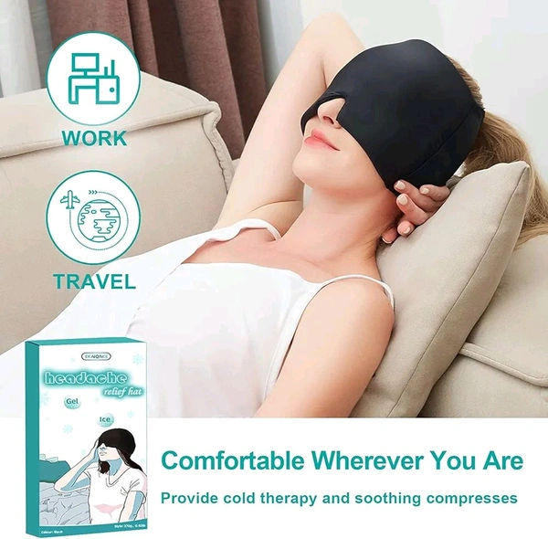 Headache Relief Cap, Gel Ice Head Wrap, Hot and Cold Therapy, Headache Eyes Mask for Sinus