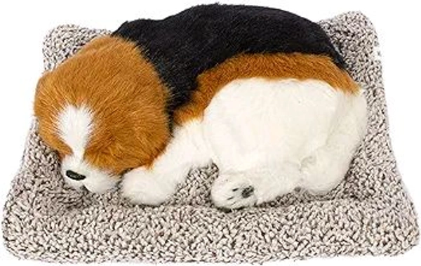 Sleeping Dog Stuffed Toy, Car Dashboard Showpiece, Soft Plush Realistic Puppy Figurine with Bamboo Charcoal for Home Décor, Office and Gift 