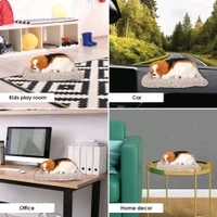 Sleeping Dog Stuffed Toy, Car Dashboard Showpiece, Soft Plush Realistic Puppy Figurine with Bamboo Charcoal for Home Décor, Office and Gift 