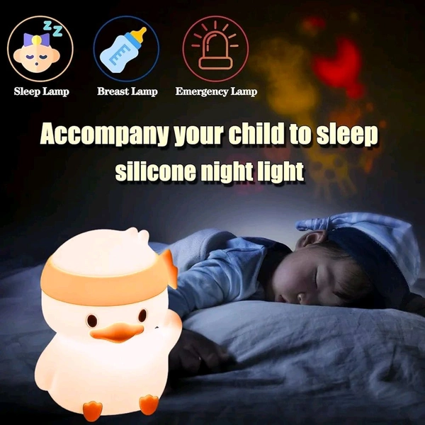 Fighting Duck Night Light – Cute Silicone LED Lamp, Tap Control, 7-Color Changing, Rechargeable & Portable, Soft Baby-Safe Nightlight for Kids, Bedroom, Nursery & Gift