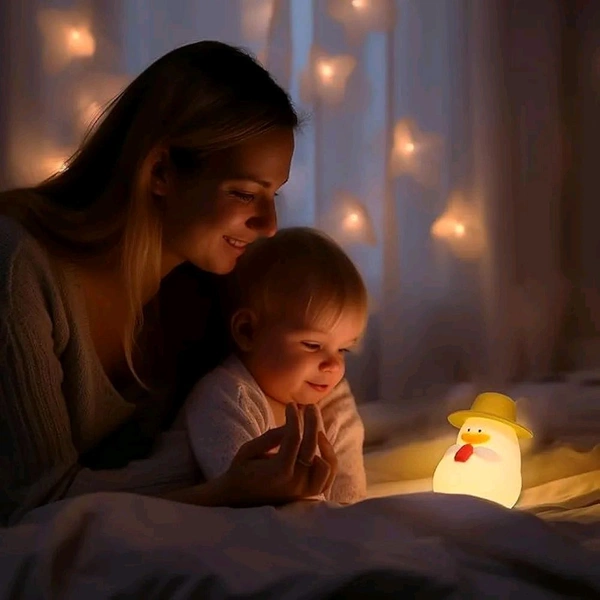 Duck Silicone Night Light – Cute Rechargeable LED Lamp, Dimmable with Tap Control, 7-Color Mode, Timer Function, Soft Baby-Safe Nightlight for Kids, Bedroom, Nursery & Gift